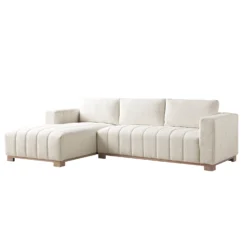 Belsize Beige Boucle Sofa With Wooden Base, Large Chaise Left Hand -Best Furniture Shop GCSF 2404 BEIGE BOU LEFT WB2
