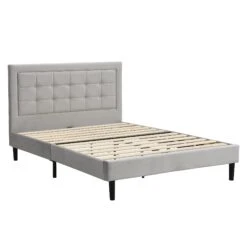 Chastleton Upholstered Bed With Diamante Headboard (Grey Velvet) -Best Furniture Shop JAH 01 GREYVEL 2