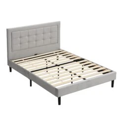 Chastleton Upholstered Bed With Diamante Headboard (Grey Velvet) -Best Furniture Shop JAH 01 GREYVEL 3