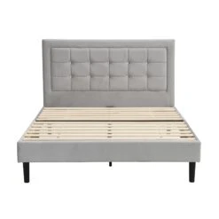 Chastleton Upholstered Bed With Diamante Headboard (Grey Velvet) -Best Furniture Shop JAH 01 GREYVEL 4
