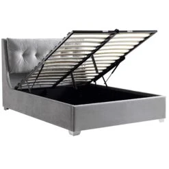 Hadley Grey Velvet Ottoman Storage Bed -Best Furniture Shop JAH 010 GREYVEL WB2