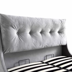 Hadley Grey Velvet Ottoman Storage Bed -Best Furniture Shop JAH 010 GREYVEL detail1
