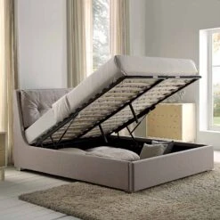 Hadley Stone Fabric Ottoman Storage Bed -Best Furniture Shop JAH 010 SAND FAB scene2
