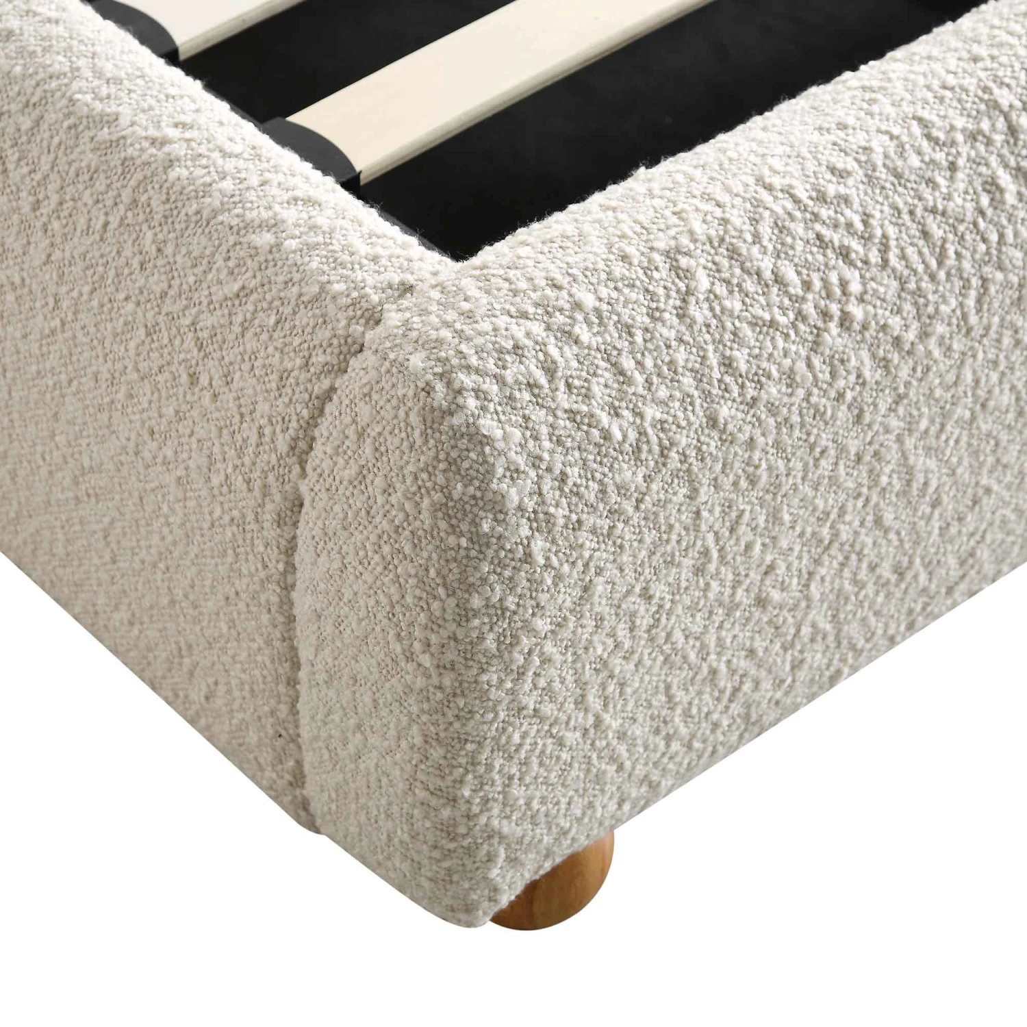 Egerie Curved Headboard Beige Boucle Ottoman Storage Bed 13 Egerie Curved Headboard Beige Boucle Ottoman Storage Bed - Image 13