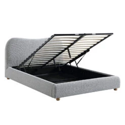 Egerie Curved Headboard Mist Grey Boucle Ottoman Storage Bed -Best Furniture Shop JAH 011 GREY BOUCLE WB3