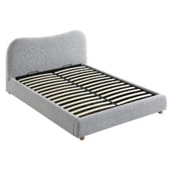 Egerie Curved Headboard Mist Grey Boucle Ottoman Storage Bed -Best Furniture Shop JAH 011 GREY BOUCLE WB4