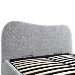 Egerie Curved Headboard Mist Grey Boucle Ottoman Storage Bed -Best Furniture Shop JAH 011 GREY BOUCLE detail1