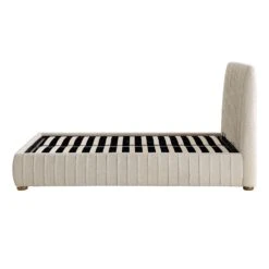 Helia Pleated Ottoman Storage Bed, Beige Boucle -Best Furniture Shop JAH 012 BEIGE BOUCLE WB5