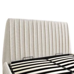 Helia Pleated Ottoman Storage Bed, Beige Boucle -Best Furniture Shop JAH 012 BEIGE BOUCLE detail1