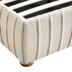 Helia Pleated Ottoman Storage Bed, Beige Boucle -Best Furniture Shop JAH 012 BEIGE BOUCLE detail3