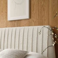 Helia Pleated Ottoman Storage Bed, Beige Boucle -Best Furniture Shop JAH 012 BEIGE BOUCLE scene4