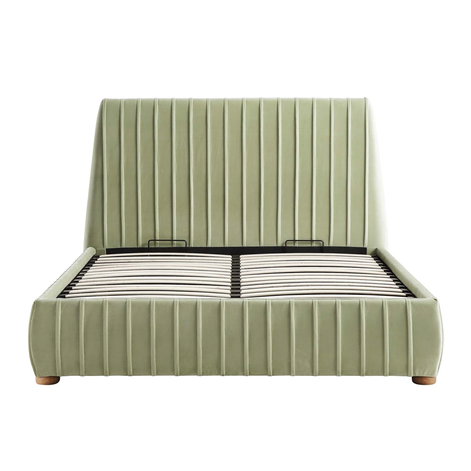Helia Pleated Ottoman Storage Bed, Lichen Velvet 5 Helia Pleated Ottoman Storage Bed, Lichen Velvet - Image 5