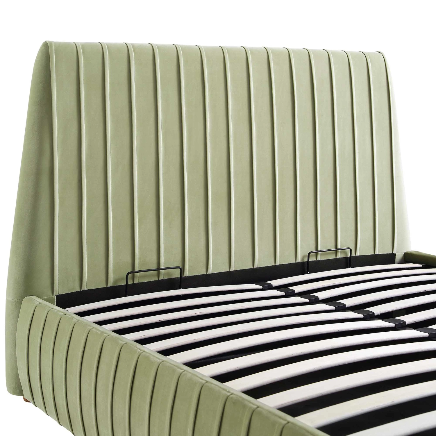 Helia Pleated Ottoman Storage Bed, Lichen Velvet 12 Helia Pleated Ottoman Storage Bed, Lichen Velvet - Image 12
