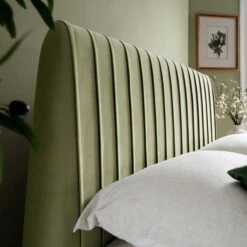 Helia Pleated Ottoman Storage Bed, Lichen Velvet 19 Helia Pleated Ottoman Storage Bed, Lichen Velvet -Best Furniture Shop JAH 012 LICHEN VEL scene3