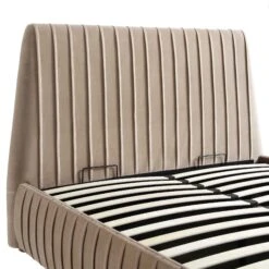 Helia Pleated Ottoman Storage Bed, Taupe Velvet -Best Furniture Shop JAH 012 MINK VEL detail1