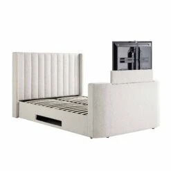 Wilton White Boucle Ottoman TV Bed -Best Furniture Shop JAH 015 ECRU BOU WB1