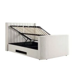 Wilton White Boucle Ottoman TV Bed -Best Furniture Shop JAH 015 ECRU BOU WB3