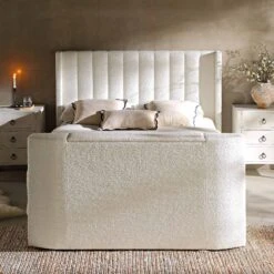 Wilton White Boucle Ottoman TV Bed -Best Furniture Shop JAH 015 ECRU BOU scene3