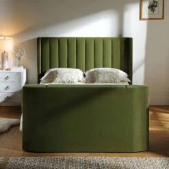 Wilton Moss Green Velvet Ottoman TV Bed -Best Furniture Shop JAH 015 MOSS VEL scene3