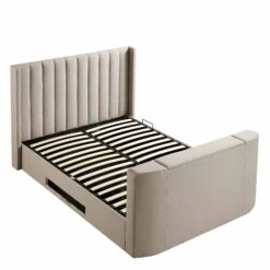 Wilton Warm Stone Fabric Ottoman TV Bed -Best Furniture Shop JAH 015 SAND FAB WB5