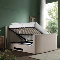 Wilton Champagne Velvet Ottoman TV Bed -Best Furniture Shop JAH 015 STONE VEL scene2