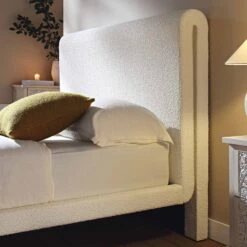 Hampstead Ecru Boucle Curved Bed 14 Hampstead Ecru Boucle Curved Bed -Best Furniture Shop JAH 016 ECRU BOU bedonly scene2
