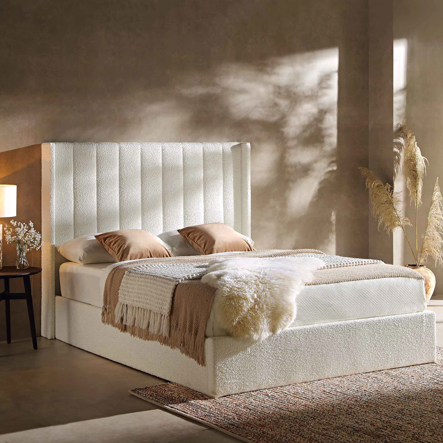 Wilton White Boucle Ottoman Storage Bed 1 Wilton White Boucle Ottoman Storage Bed