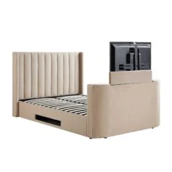 Wilton Champagne Velvet Ottoman TV Bed -Best Furniture Shop JAH 017 STONE VEL WB1 2a257868 fb21 49bc 80b5 e37ffa757b0d