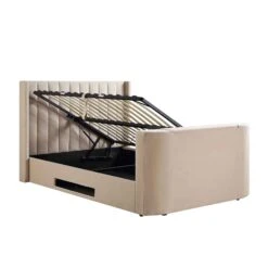 Wilton Champagne Velvet Ottoman TV Bed -Best Furniture Shop JAH 017 STONE VEL WB3 0f39fbfa 23ca 4ff6 bb35 a66564fab110