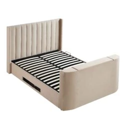 Wilton Champagne Velvet Ottoman TV Bed -Best Furniture Shop JAH 017 STONE VEL WB4 51ef053c c0e0 43e2 9149 444b4e2066e0