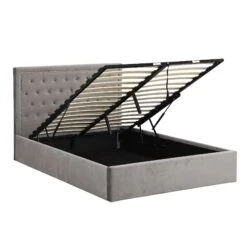 Hartwell Upholstered Ottoman Storage Bed With Nailhead Trim Headboard (Grey Velvet) -Best Furniture Shop JAH 02 GREYVEL 4
