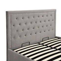 Hartwell Upholstered Ottoman Storage Bed With Nailhead Trim Headboard (Grey Velvet) -Best Furniture Shop JAH 02 GREYVEL 6