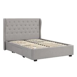 Weston Buttoned Wing Back Upholstered 2-Drawer Storage Bed (Grey Fabric) 14 Weston Buttoned Wing Back Upholstered 2-Drawer Storage Bed (Grey Fabric) -Best Furniture Shop JAH 03 GREYFAB 2
