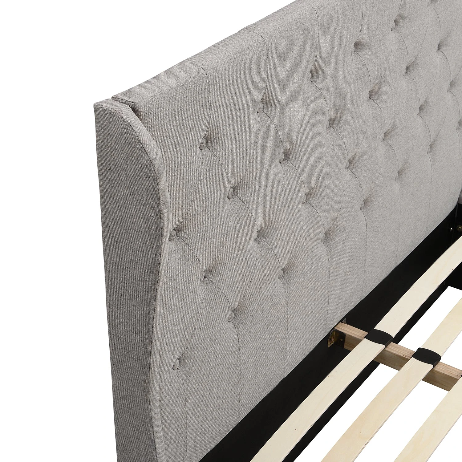 Weston Buttoned Wing Back Upholstered 2-Drawer Storage Bed (Grey Fabric) 7 Weston Buttoned Wing Back Upholstered 2-Drawer Storage Bed (Grey Fabric) - Image 7