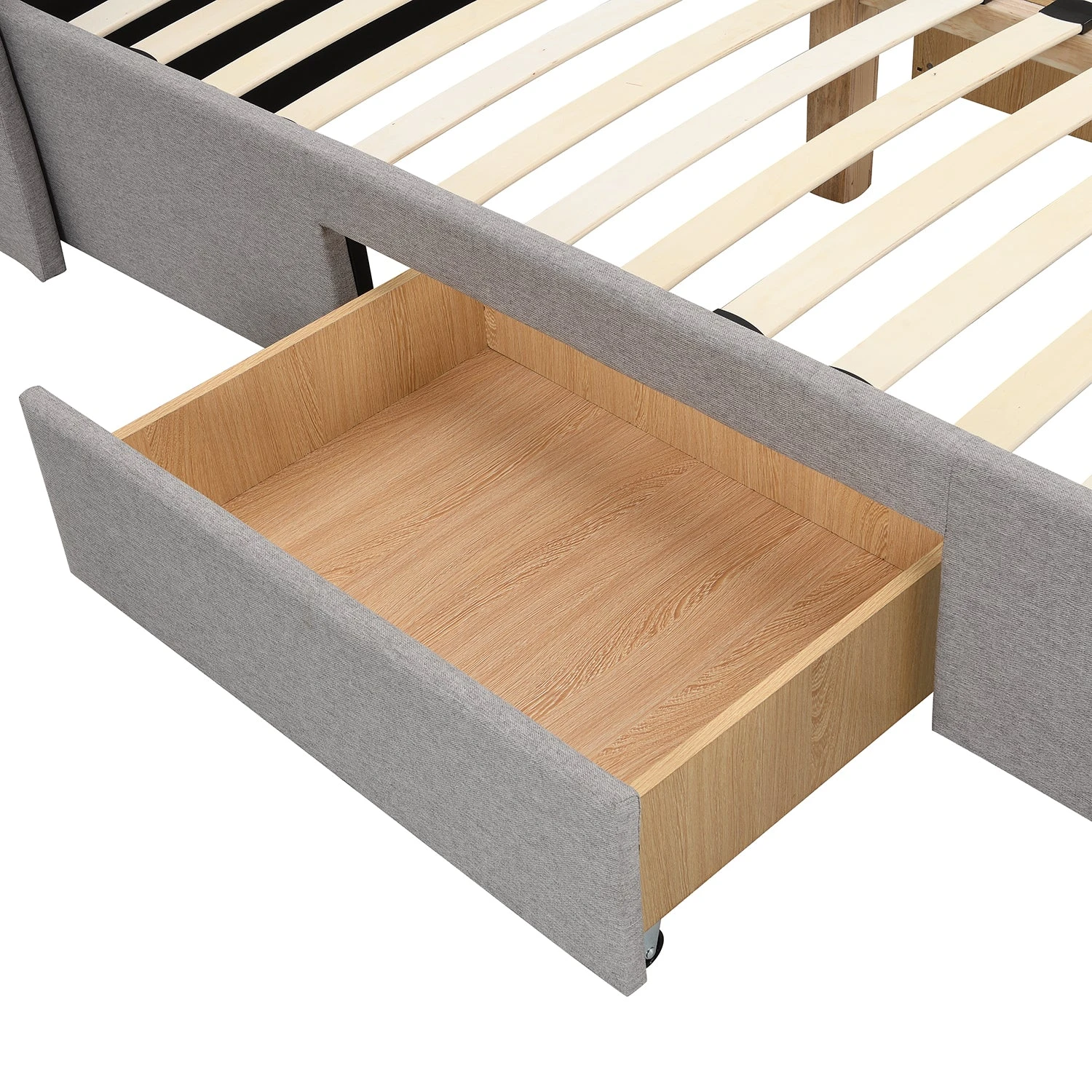 Weston Buttoned Wing Back Upholstered 2-Drawer Storage Bed (Grey Fabric) 9 Weston Buttoned Wing Back Upholstered 2-Drawer Storage Bed (Grey Fabric) - Image 9