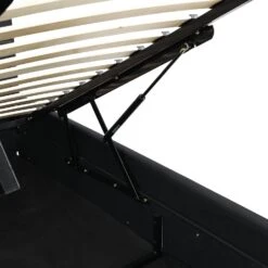 Buxton Faux Leather End Opening Ottoman Storage Bed Frame With Muti-colour LED Light Strip (Black PU) -Best Furniture Shop JAH 04 BLACKPU detail2