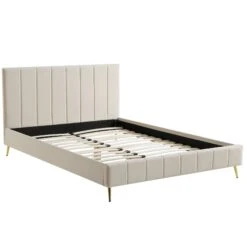 Sylvie Velvet Upholstered Bed Frame With Golden Chrome Legs, Champagne Velvet 15 Sylvie Velvet Upholstered Bed Frame With Golden Chrome Legs, Champagne Velvet -Best Furniture Shop JAH 06 CHAMPVEL WB3