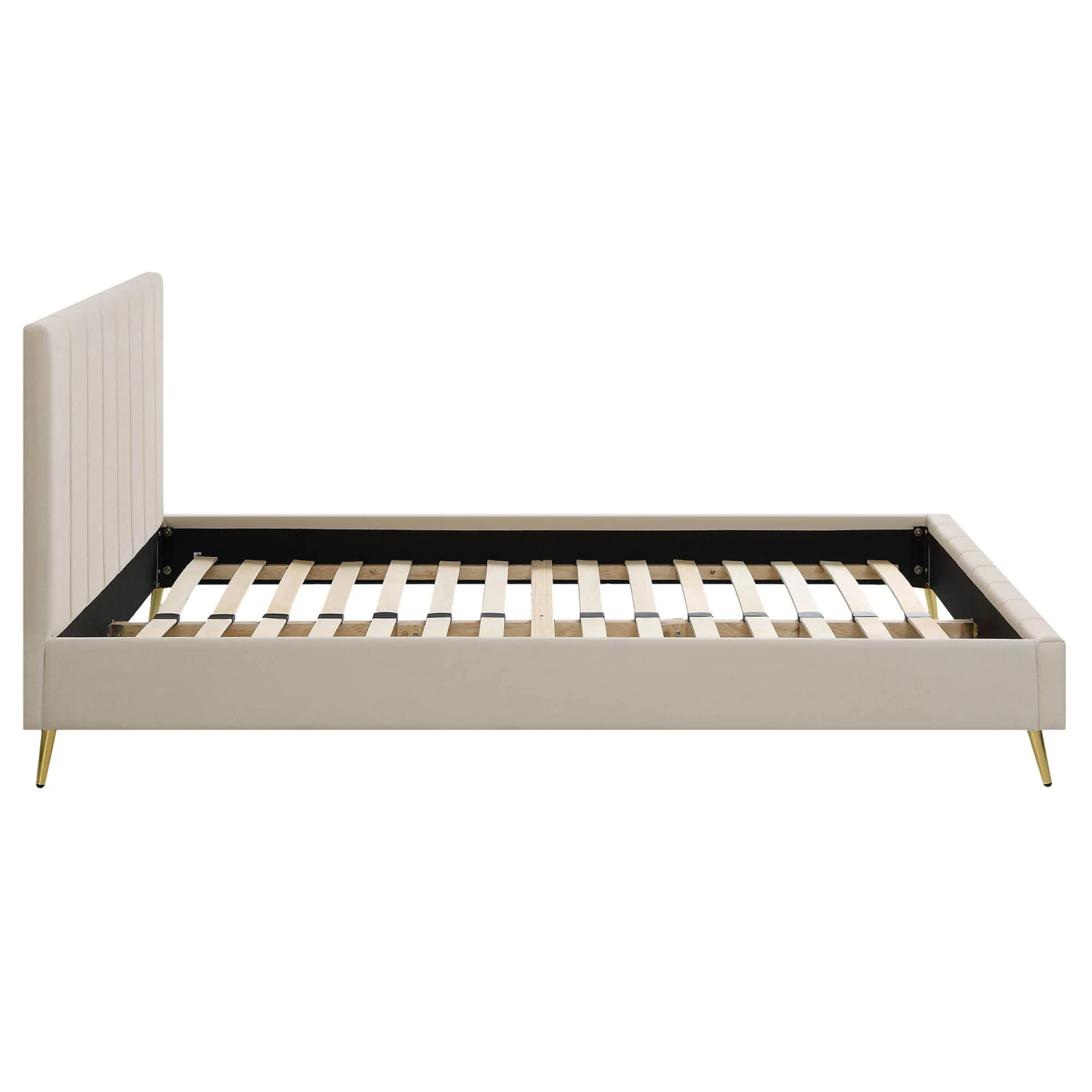 Sylvie Velvet Upholstered Bed Frame With Golden Chrome Legs, Champagne Velvet 7 Sylvie Velvet Upholstered Bed Frame With Golden Chrome Legs, Champagne Velvet - Image 7