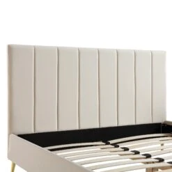 Sylvie Velvet Upholstered Bed Frame With Golden Chrome Legs, Champagne Velvet 17 Sylvie Velvet Upholstered Bed Frame With Golden Chrome Legs, Champagne Velvet -Best Furniture Shop JAH 06 CHAMPVEL detail1