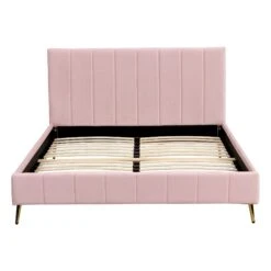 Sylvie Velvet Upholstered Bed Frame With Golden Chrome Legs, Pink Velvet 15 Sylvie Velvet Upholstered Bed Frame With Golden Chrome Legs, Pink Velvet -Best Furniture Shop JAH 06 PINKVEL 4
