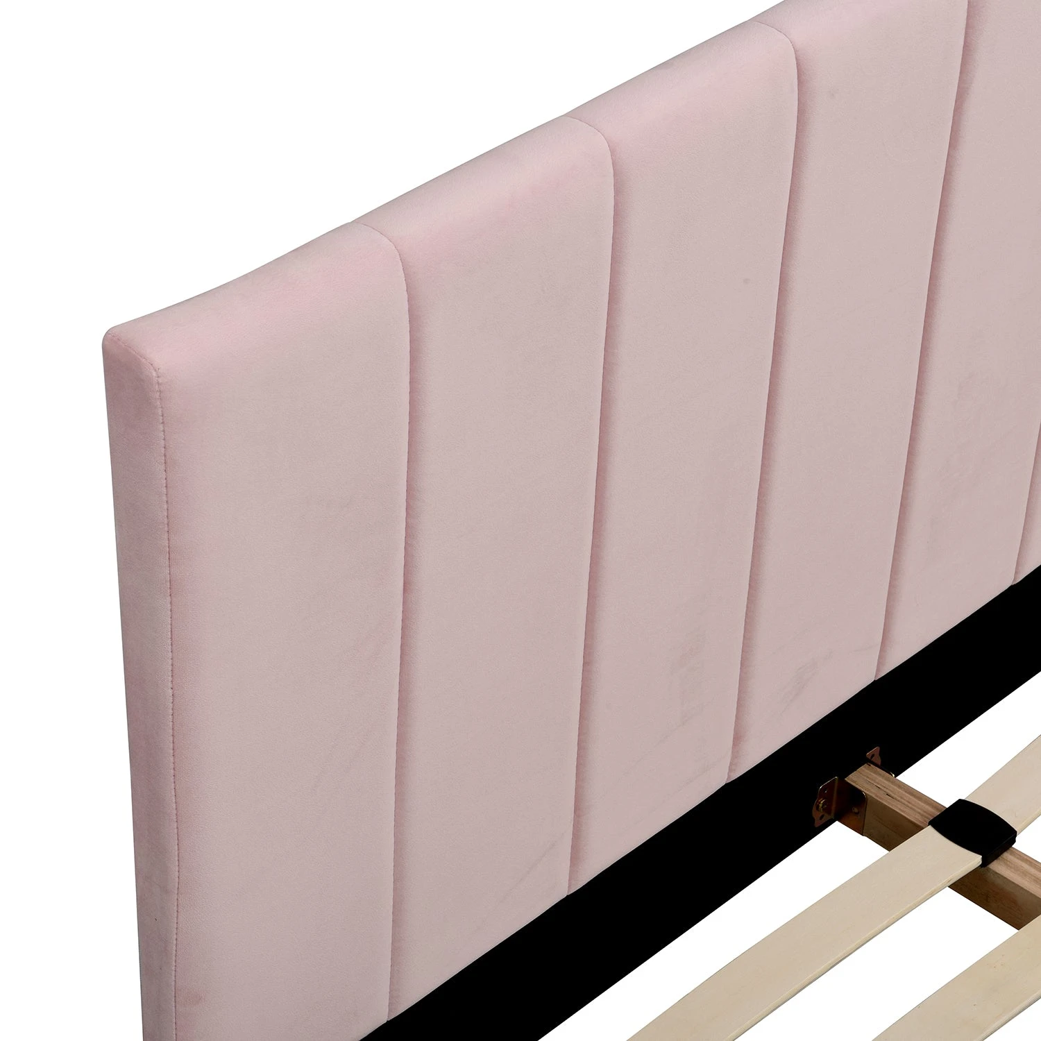 Sylvie Velvet Upholstered Bed Frame With Golden Chrome Legs, Pink Velvet 8 Sylvie Velvet Upholstered Bed Frame With Golden Chrome Legs, Pink Velvet - Image 8