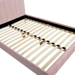 Sylvie Velvet Upholstered Bed Frame With Golden Chrome Legs, Pink Velvet 18 Sylvie Velvet Upholstered Bed Frame With Golden Chrome Legs, Pink Velvet -Best Furniture Shop JAH 06 PINKVEL detail2