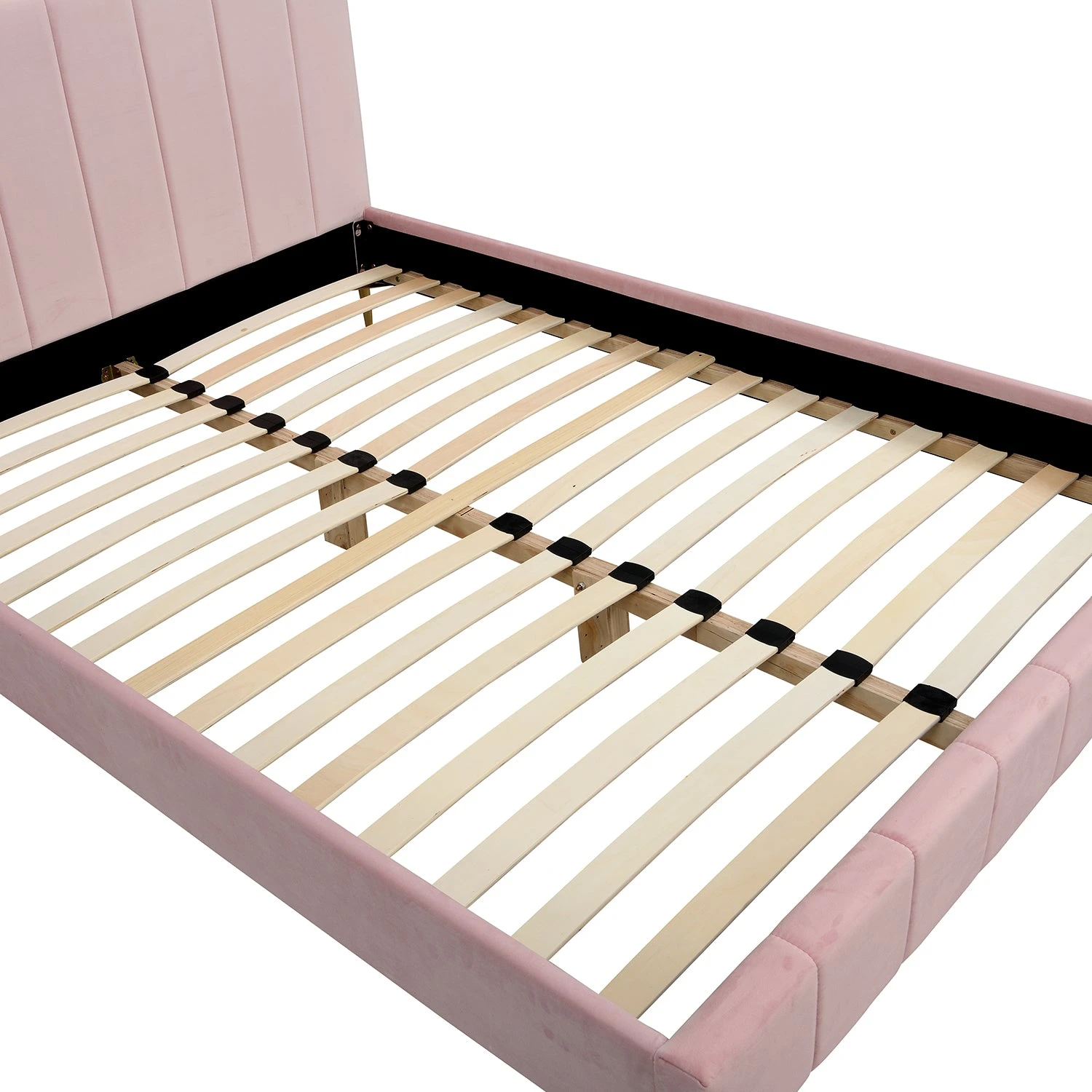 Sylvie Velvet Upholstered Bed Frame With Golden Chrome Legs, Pink Velvet 9 Sylvie Velvet Upholstered Bed Frame With Golden Chrome Legs, Pink Velvet - Image 9