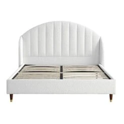 Eleanor White Boucle Upholstered Bed Frame With Domed Headboard 17 Eleanor White Boucle Upholstered Bed Frame With Domed Headboard -Best Furniture Shop JAH 08 ECRU BOU WB1