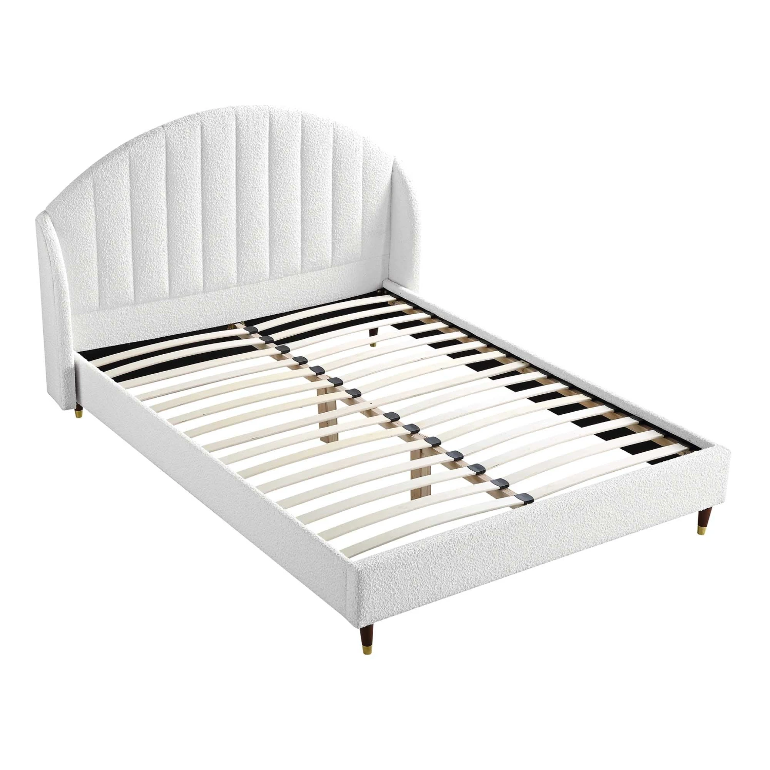 Eleanor White Boucle Upholstered Bed Frame With Domed Headboard 7 Eleanor White Boucle Upholstered Bed Frame With Domed Headboard - Image 7