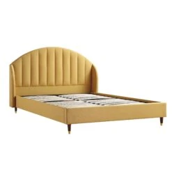 Eleanor Sunflower Yellow Fabric Upholstered Bed Frame With Domed Headboard 20 Eleanor Sunflower Yellow Fabric Upholstered Bed Frame With Domed Headboard -Best Furniture Shop JAH 08 SUN FAB WB2