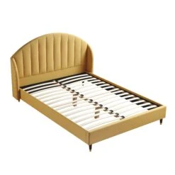 Eleanor Sunflower Yellow Fabric Upholstered Bed Frame With Domed Headboard 21 Eleanor Sunflower Yellow Fabric Upholstered Bed Frame With Domed Headboard -Best Furniture Shop JAH 08 SUN FAB WB3