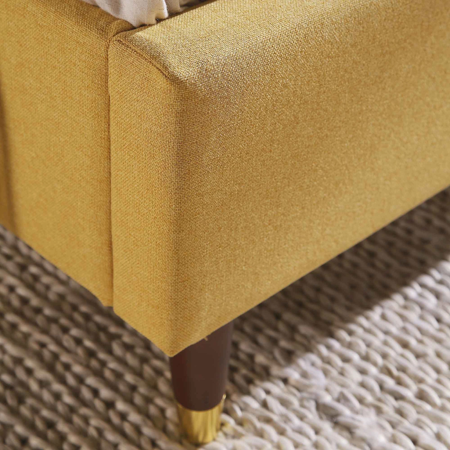 Eleanor Sunflower Yellow Fabric Upholstered Bed Frame With Domed Headboard 4 Eleanor Sunflower Yellow Fabric Upholstered Bed Frame With Domed Headboard - Image 4