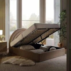 Archer Mink Velvet Ottoman Storage Bed -Best Furniture Shop JAH 09 MINKVEL scene1