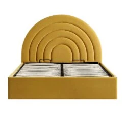 Archer Mustard Yellow Velvet Ottoman Storage Bed -Best Furniture Shop JAH 09 MUSTVEL WB2